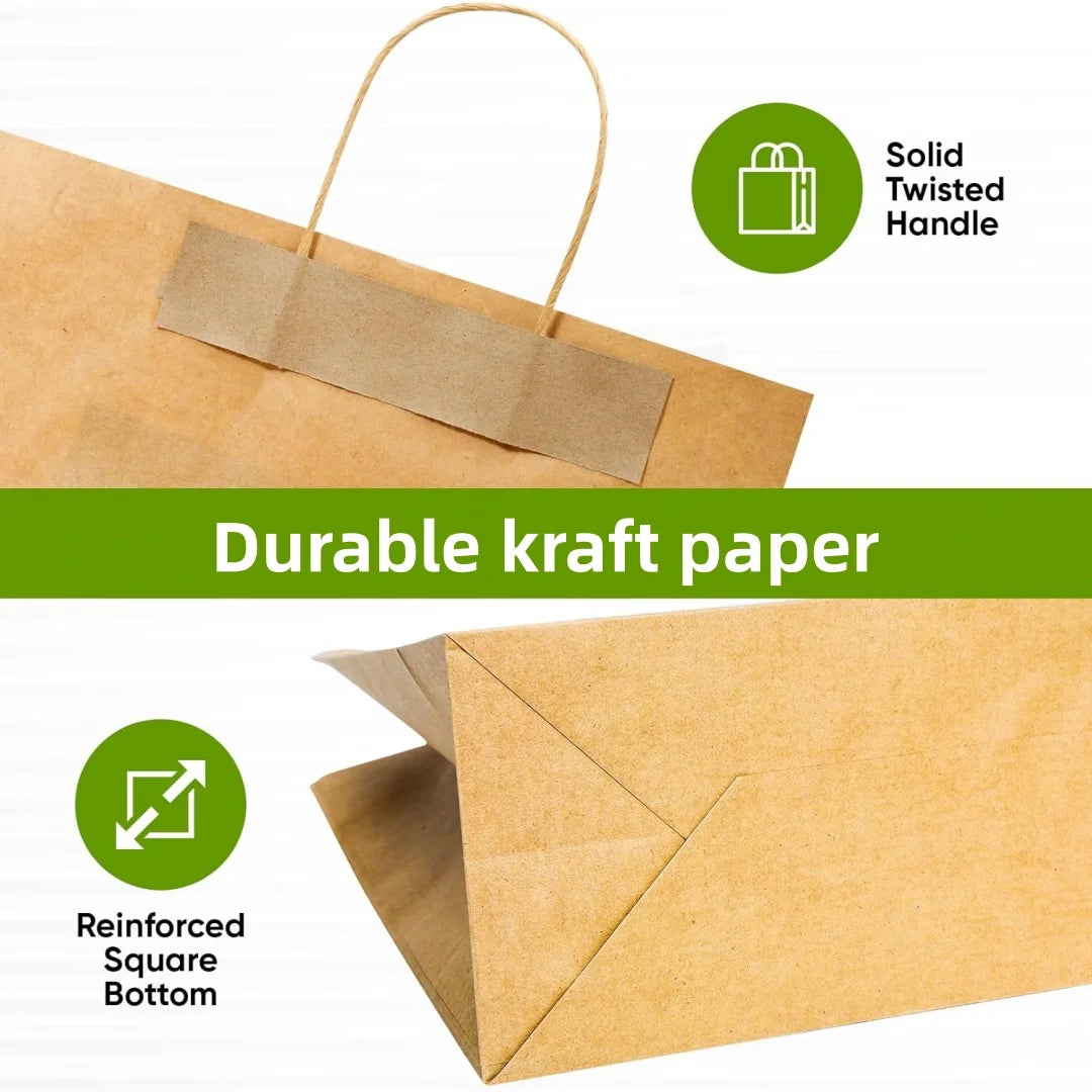 A brown kraft paper gift bag with a solid twisted handle and a reinforced square bottom.