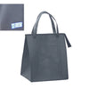 A dark gray insulated tote bag with black handles and a textured surface.