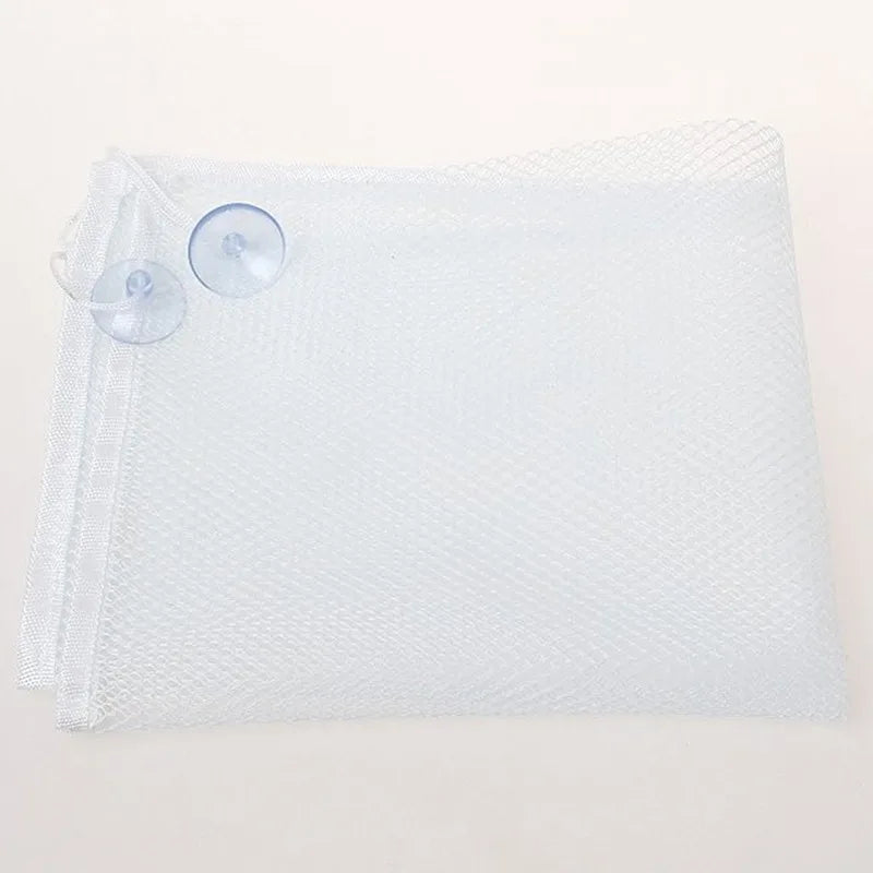Bolsa de malla blanca para juguetes de baño con dos clips adjuntos