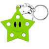 Porte-clés en forme d'étoile vert lime silicone brillant avec anneau à cliquet argenté.