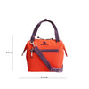 Orange insulated cooler lunch bag with a purple detachable crossbody strap