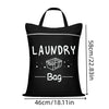Black laundry bag with a handle shown against a white background.