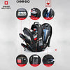 A black Swiss Military style laptop backpack showing various pockets and features like a file pouch and laptop sleeve.