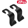 Two black car seat back hooks for trunk organization