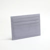 Graues echtes Kuhleder-ID-Kartenträger-Wallet mit mehreren horizontalen Strichstichen.