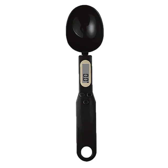 A black precision digital kitchen scale with a round weighing bowl and a digital display.