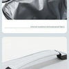 Close-up view of a silver insulated lunch bag showing the interior and a white version with a widened handle design.