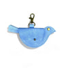 A light blue floral PU leather keychain and bag charm set with a gold-toned clasp.