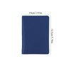 A dark blue PU leather passport holder with dimensions of 10cm by 14.5cm.