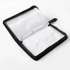 Black storage wallet case with a clear plastic inner sleeve for discs
