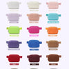 A selection of ivory, pink, blue, green, and brown fleece crossbody belt bags displayed in various shades.