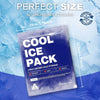 A package of cool ice pack for lunch boxes and coolers, showing its size and medical use.