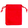 Bolsa de regalo de terciopelo rojo brillante con cordones rojos.
