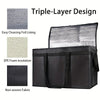 Triple-layer design of an extra-large foldable insulated food bag showing the foil lining, EPE foam insulation, and non-woven