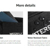 A black slim multi-pocket waist bag featuring a hidden pocket design, main pocket, and water resistant fabric.