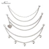 A multi-layer silver metal chain strap for a shoulder bag or charm.