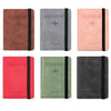 Four passport wallets in various colors including brown gray pink and dark gray leather with a plane icon