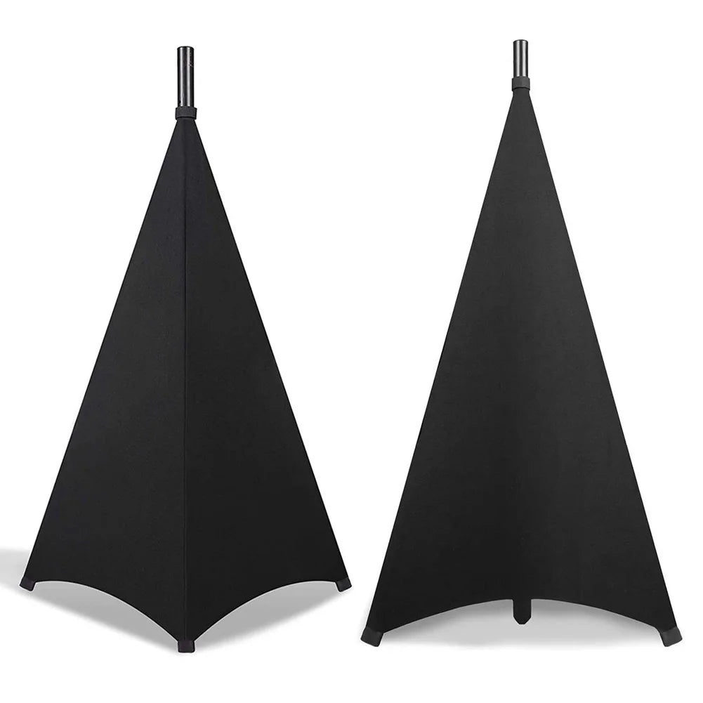 Black flexible stand cover for a DJ light speaker.