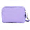 A lavender compact three-layer nylon zipper pouch with a drawstring closure.