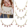 Gold decorative chain pendants with red beads used for bags and clothing