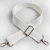 White woven strap with an arrow jacquard pattern for an adjustable handbag