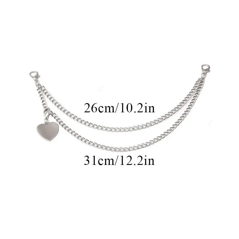 Silver bohemian layered chain with a heart pendant and adjustable length options