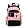Pinkes und schwarzes Loden-Schulrucksackset für Mädchen mit Schleifedetail