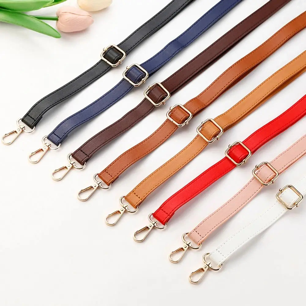 Collection de sangles pour sac à main en cuir ajustable, dans différentes couleurs : noir, bleu marine, marron, rouge et blan