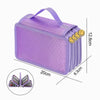 Purple large capacity pencil case with dividers shown from the top and side.