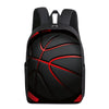 Black backpack with a red basketball design print on the front