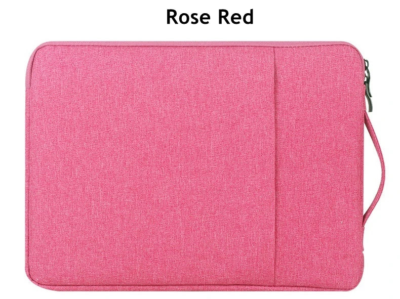 A bright rose red laptop sleeve designed for protection and carrying.