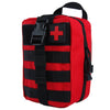 Red and black waterproof tactical waist pack first aid kit bag with a red cross emblem