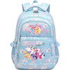Light blue and pink patterned Oxford cloth school backpack with a backpack design