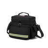 Black durable waterproof emergency trauma bag with a yellow reflective stripe on the front.