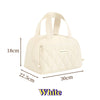 A white insulated PU leather quilted lunch tote bag shown from the top view.