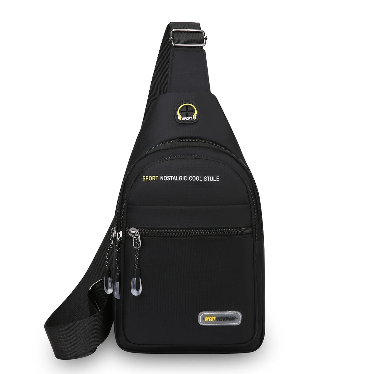 Black sport nostalgic cool stule shoulder bag with gold accents