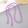 Purple acrylic bead cross phone charm necklace with a gold-colored clasp