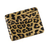 A brown leopard print PU leather card wallet.