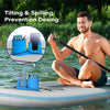 A man is sitting in a kayak on the water, demonstrating a tilting and spilling prevention desing for a multi-functional drink