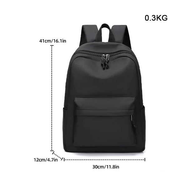 Black durable unisex leisure shoulder backpack shown from the front view.
