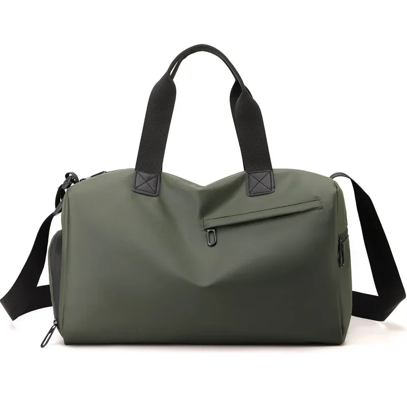 Olive green multifunctional dry wet separation travel backpack with black straps