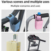 Various scenes and multiple uses of a foldable silicone cup holder for bikes, strollers, and carts.