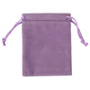 Bolsa de regalo de terciopelo morado suave con cordones de cinta rosa.