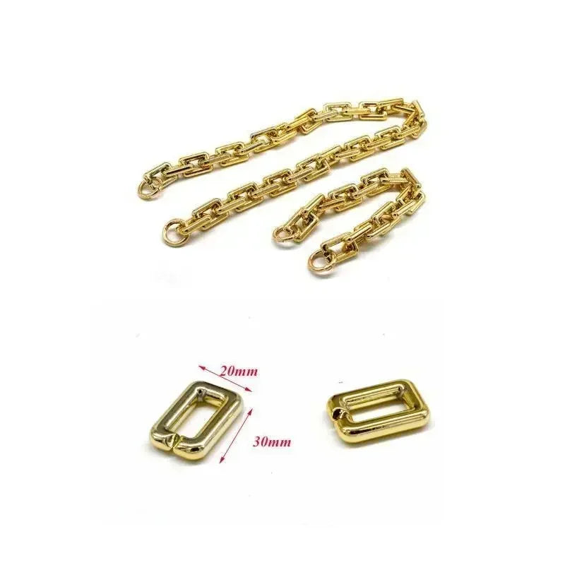 Gold-colored adjustable acrylic purse chain strap for shoulder bags