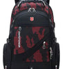 Mochila de viaje grande para hombre con camuflaje negro y rojo, marca Swiss