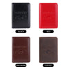 Four genuine leather passport holders in black, red, dark brown, and coffee colors.