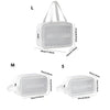 Three sizes of clear waterproof travel toiletry bags labeled L, M, and S shown individually.