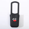 Black silicone cup holder with a red lip design for bikes, strollers, and carts