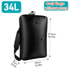 Black vacuum storage bag with measurements showing 34L capacity and dimensions.