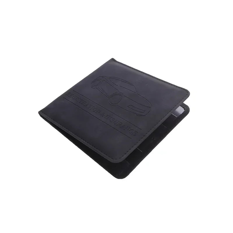Black PU leather glove box wallet organizer for car registration and insurance documents